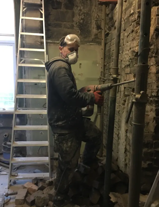 Tommy Welsh on site in the early years